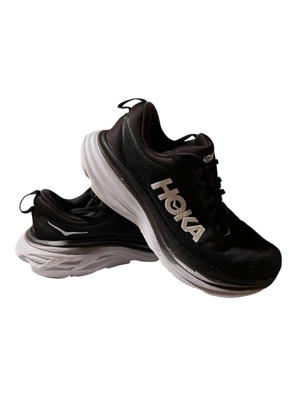 HOKA Women’s Bondi 8 - Size 7D (WIDE), Black & White